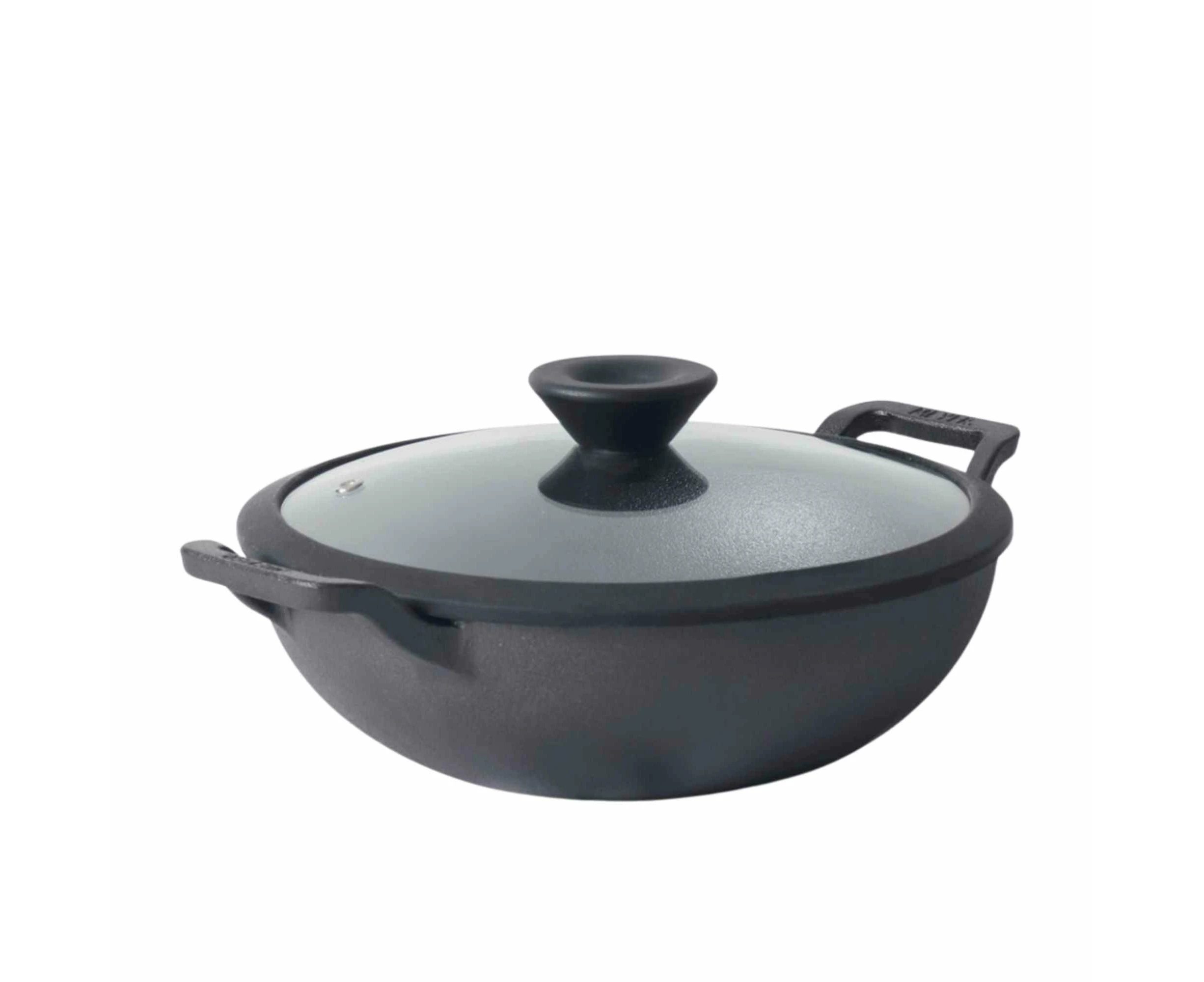 Meyer Pre-Seasoned Cast Iron Induction Wok/Kadai 26cm