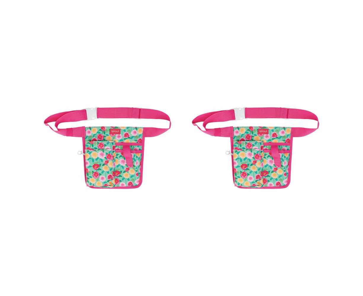 2PK Annabel Trends Sprout Half Waist Garden Tool Holder Belt Bag Camellias Mint