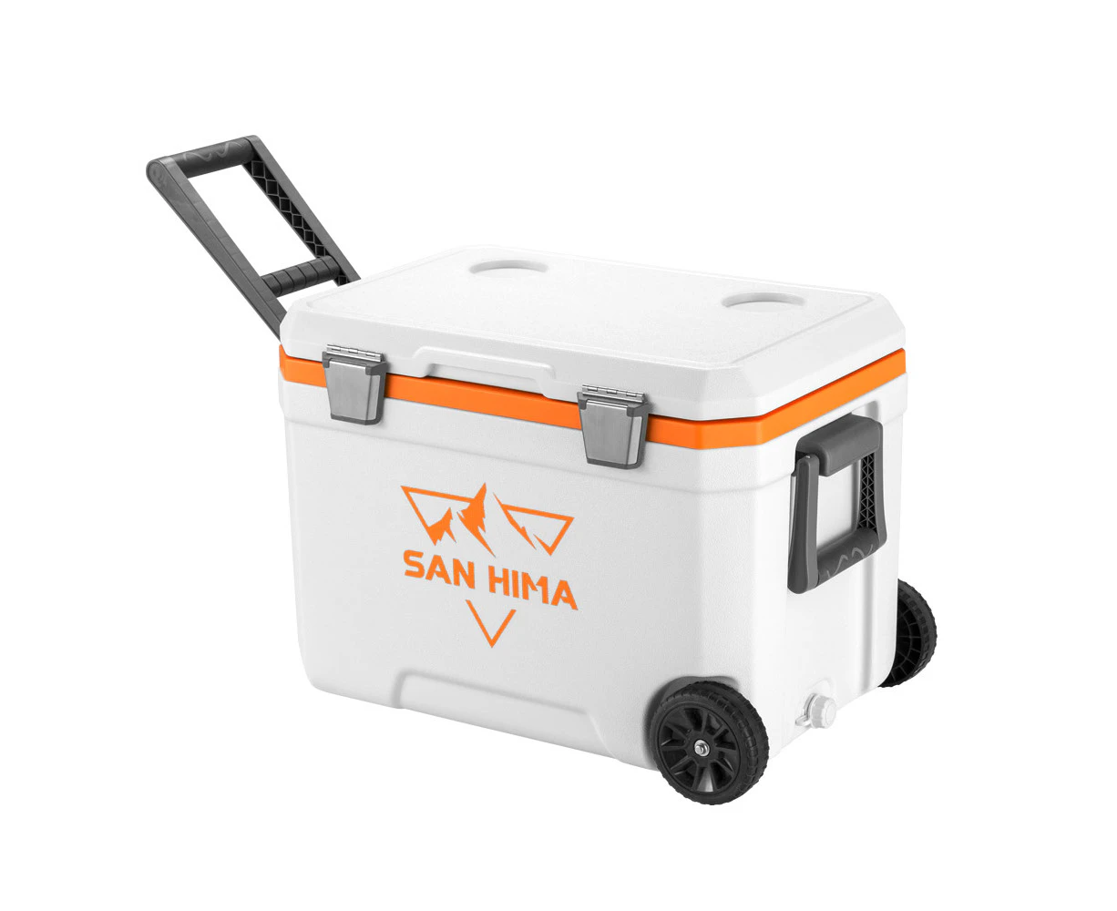 San Hima Cooler Ice Box 45L Portable Trolley Heat Retention For Camping Picnic