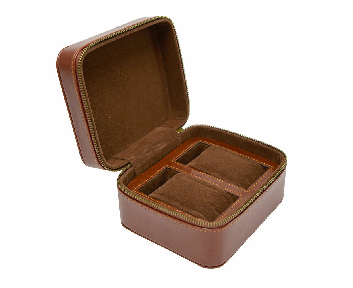 Annabel Trends Gentlemans Watch Case Duo Personal Organiser 13.5x12cm Brown