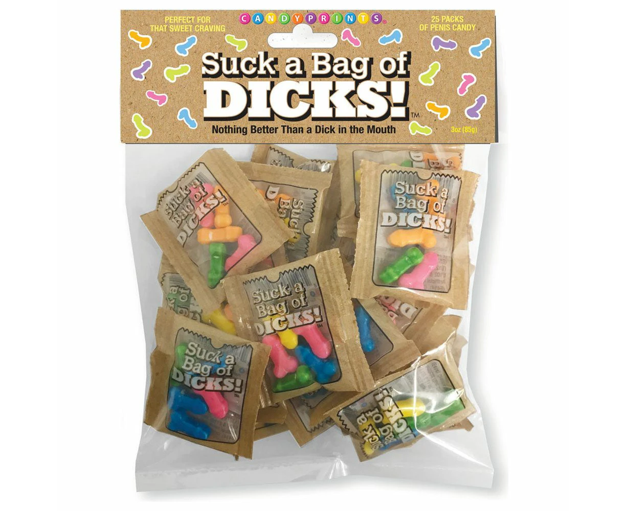 Suck A Bag Of Dicks Pecker Lollies Model 25a: Amusing Phallic Fruit Flavoured Lollipops For Hens Parties Pink