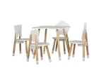 Keezi 5PCS Kids Table and Chairs Set Children Activity Study Play Desk White