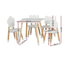 Keezi 5PCS Kids Table and Chairs Set Children Activity Study Play Desk White