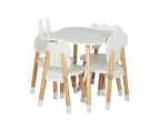 Keezi 5PCS Kids Table and Chairs Set Children Activity Study Play Desk White