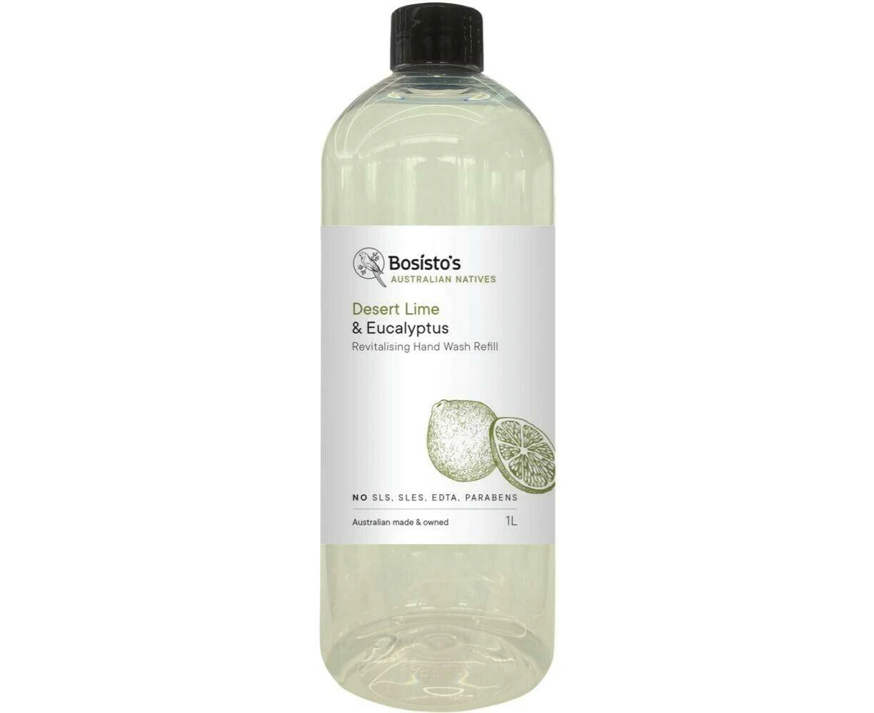 1L Hand Wash Refill Lime Eucalyptus Bosisto's Revitalising Soap Free Liquid Gel