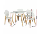 Keezi 5PCS Kids Table and Chairs Set Children Activity Study Play Desk White