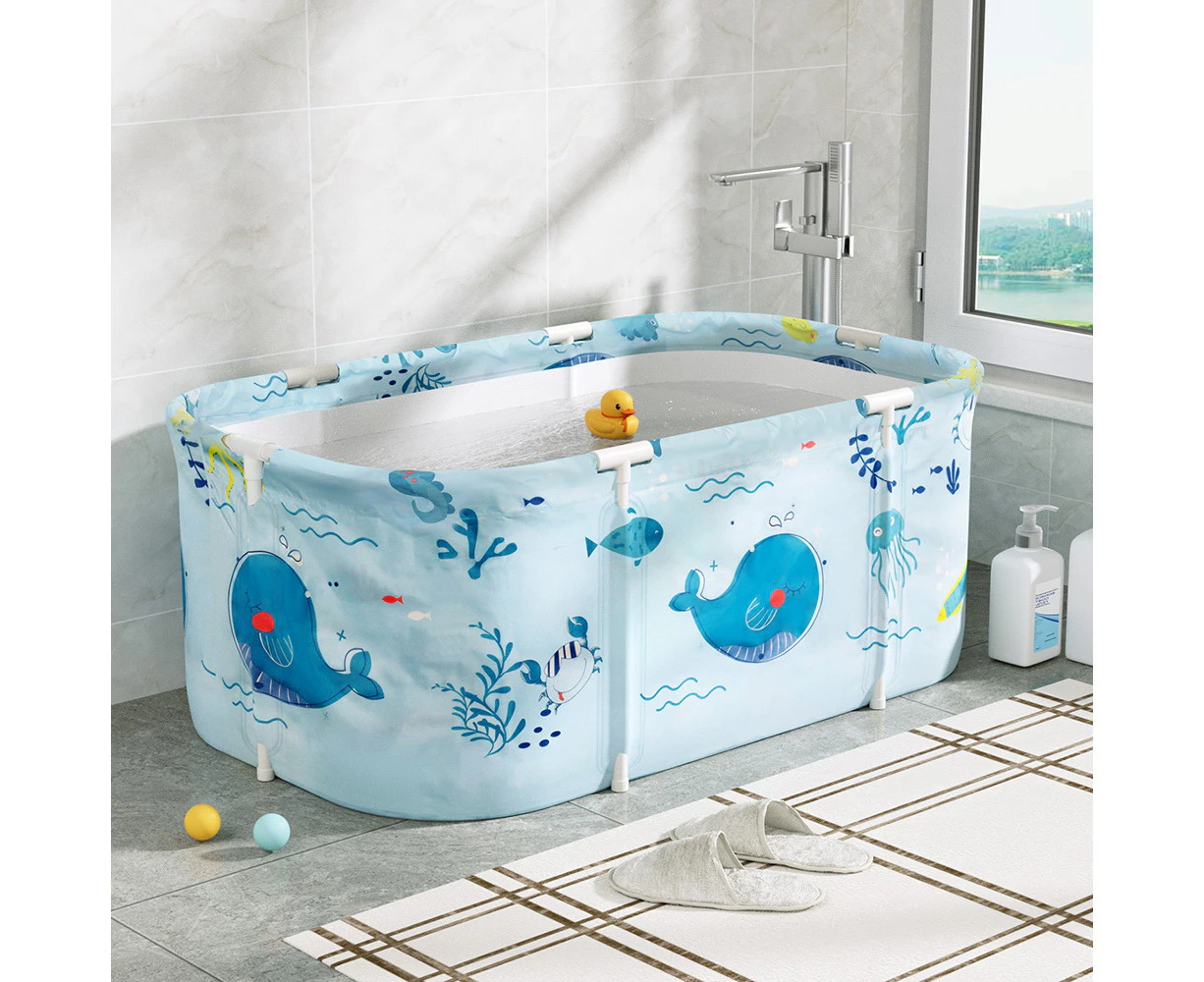 Weisshorn Foldable Bathtub PVC Spa Bucket Inflatable Cushion 113x61cm Blue