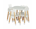 Keezi 5PCS Kids Table and Chairs Set Children Activity Study Play Desk White