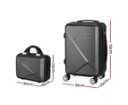 Wanderlite 2pc Luggage 12" 20" Trolley Travel Suitcase Storage Carry On TSA Lock Black