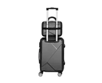 Wanderlite 2pc Luggage 12" 20" Trolley Travel Suitcase Storage Carry On TSA Lock Black