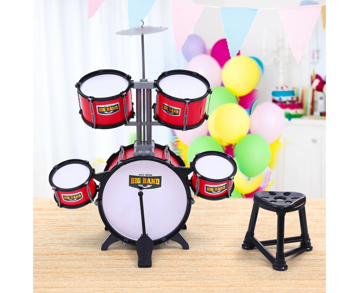 Keezi Kids Drum Kit Set Pretend Play Junior Drums Musical Toys Childrens 7pcs