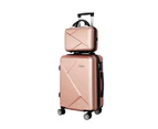 Wanderlite 2pc Luggage 12" 20" Trolley Travel Suitcase Storage Carry On TSA Lock Rose Gold