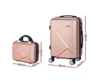 Wanderlite 2pc Luggage 12" 20" Trolley Travel Suitcase Storage Carry On TSA Lock Rose Gold