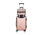 Wanderlite 2pc Luggage 12" 20" Trolley Travel Suitcase Storage Carry On TSA Lock Rose Gold