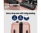 Wanderlite 2pc Luggage 12" 20" Trolley Travel Suitcase Storage Carry On TSA Lock Rose Gold