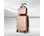 Wanderlite 2pc Luggage 12" 20" Trolley Travel Suitcase Storage Carry On TSA Lock Rose Gold