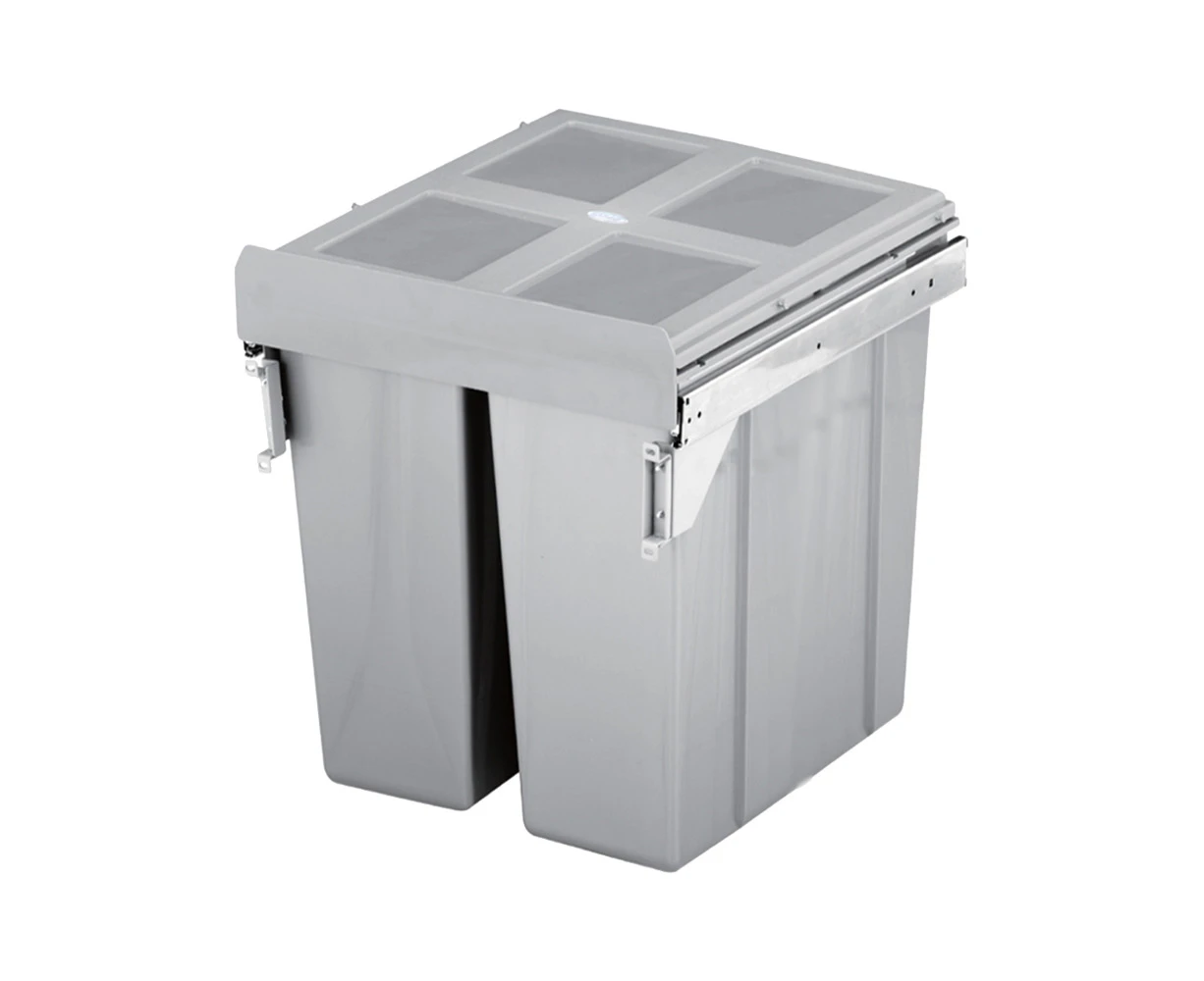 ELITE Valet 90L Twin Side Mounted Slide-Out Concealed Waste Bin (60cm cupboard)