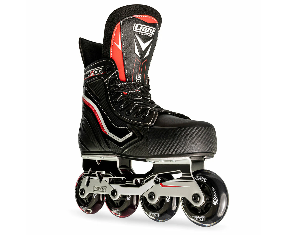 Crazy Skates HAVOC Size Adjustable Hockey Inline Skates - Red/Black