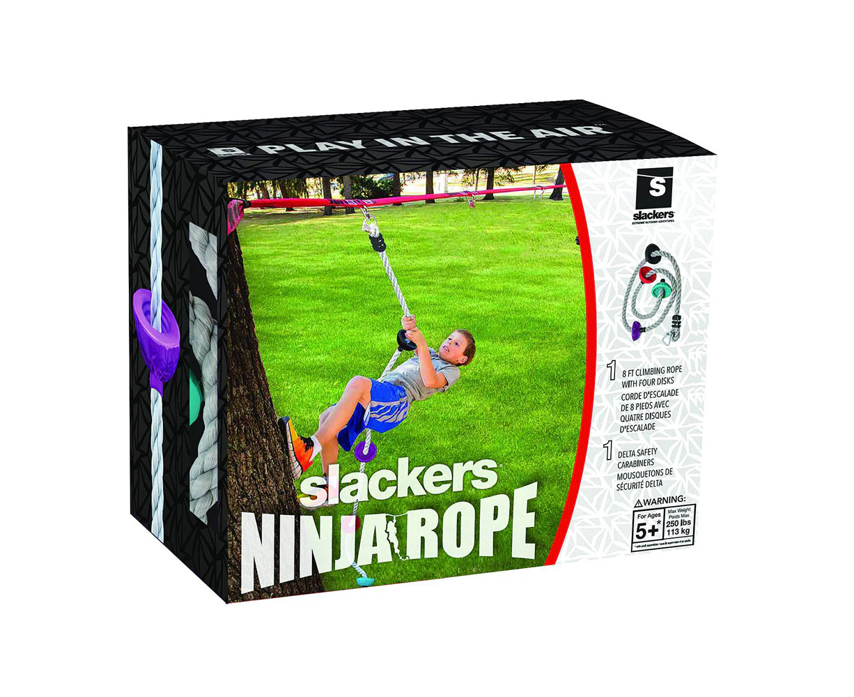 Slackers Ninja Climbing Rope 8' w/ Foot Holds Kids/Childrens Interactive Toy 5+