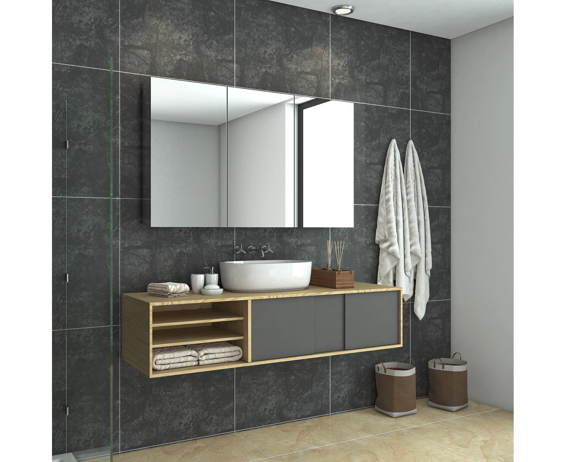 ELEGANT Rectangular Bathroom Mirror Cabinet Wall Hung Shaving Storage Cupboard Polished Stainless Steel 120x72X 15cm