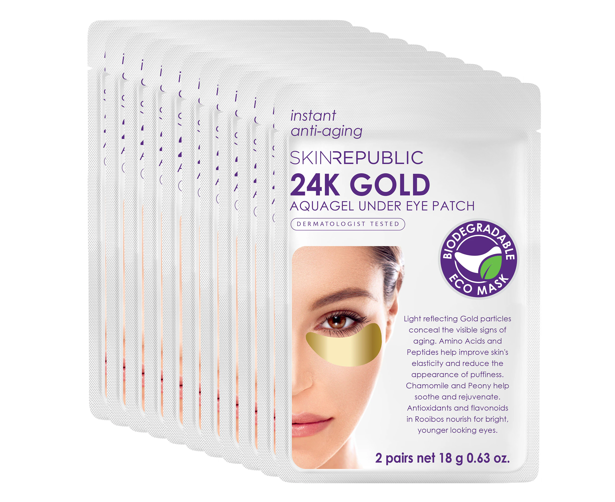 Skin Republic 10 Pack 24K Gold Aquagel Under Eye Patch