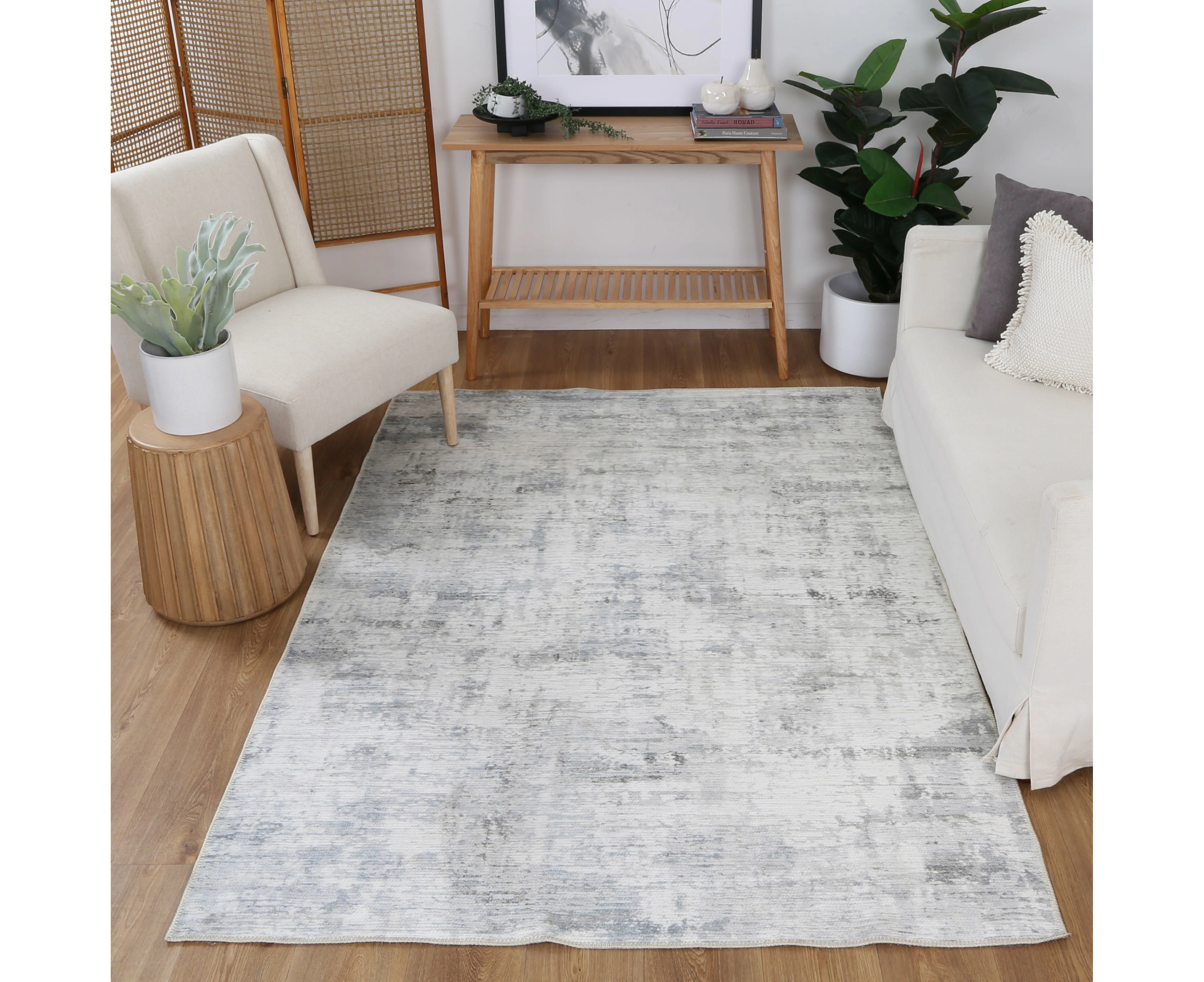 The Rug Collective - Abstract Evalina Grey Machine Washable Area Rug - Pet & Kid Friendly