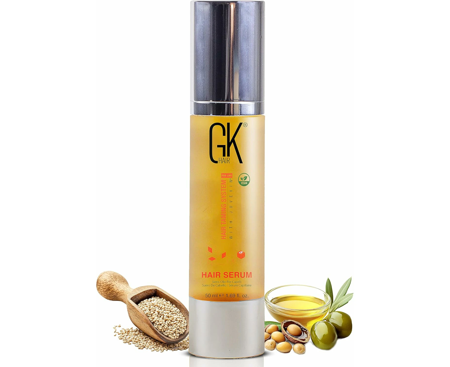 GK HAIR Organic Argan Oil Hair Serum (50ml/1.69 FL oz.)- Hair Styling Serum for Frizz Control Dry Damage Hair Repair - Shine Smoothing Strengthening