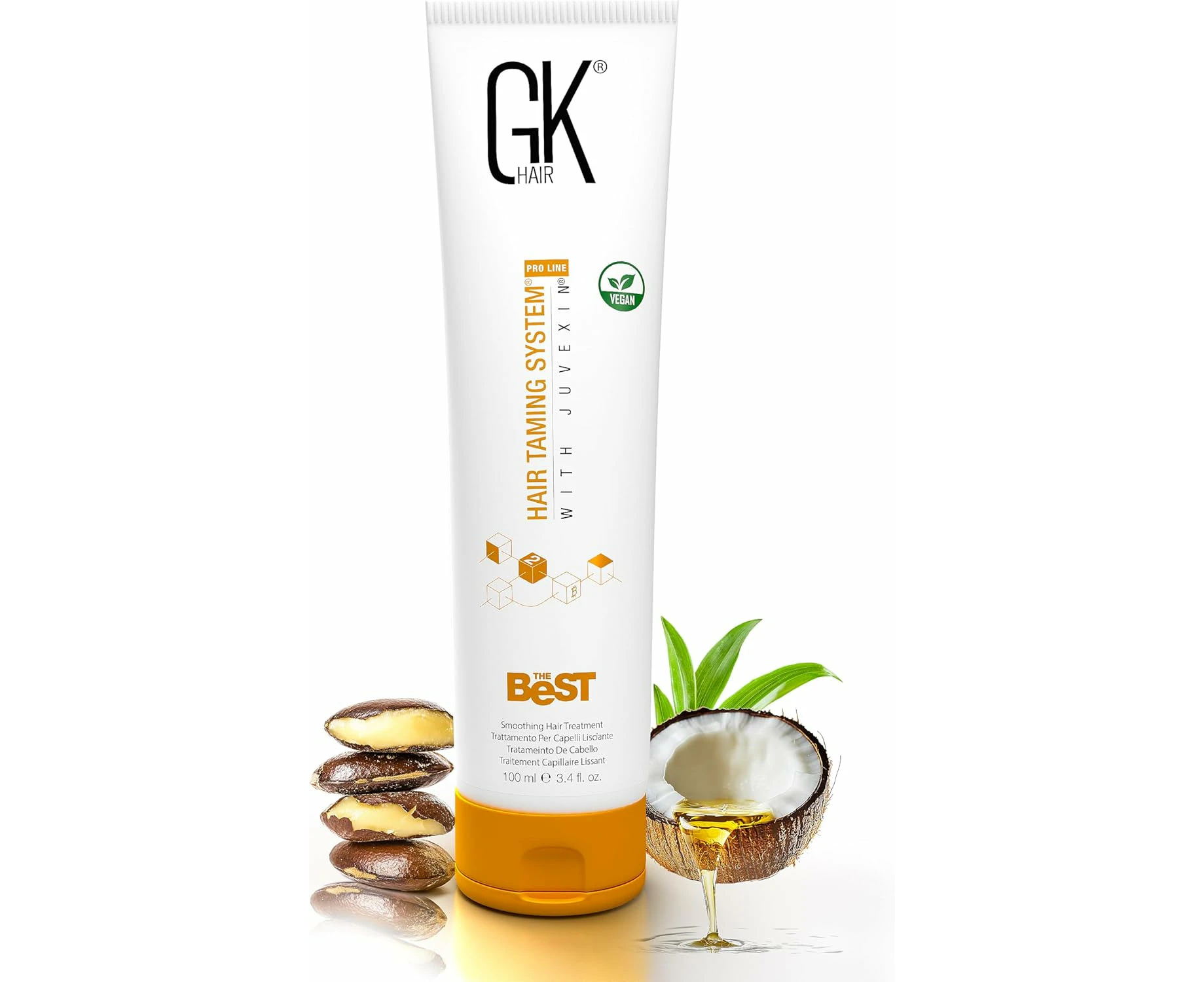 GK HAIR The Best Smoothing Keratin Hair Treatment - Professional Brazilian Complex Blowout Straightening For Silky Smooth & Frizz Free Hair (3.4 oz/100ml)