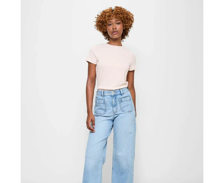 Target Petites Full Length Wide Leg Denim Jeans - Mila