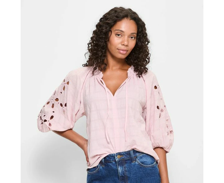 Target Embroidered 3/4 Sleeve Blouse