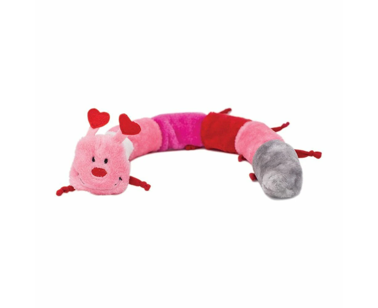 Zippy Paws Valentine's Caterpillar Low Stuffing Squeaker Dog Toy - Large