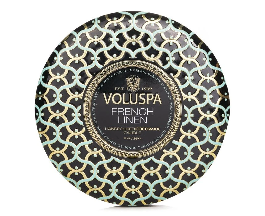 Voluspa 3 Wick Decorative Tin Candle  French Linen 340g/12oz