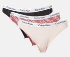 Calvin Klein Women's Carousel Bikini Briefs 3-Pack - Black/Nymphs Thigh/Mauve