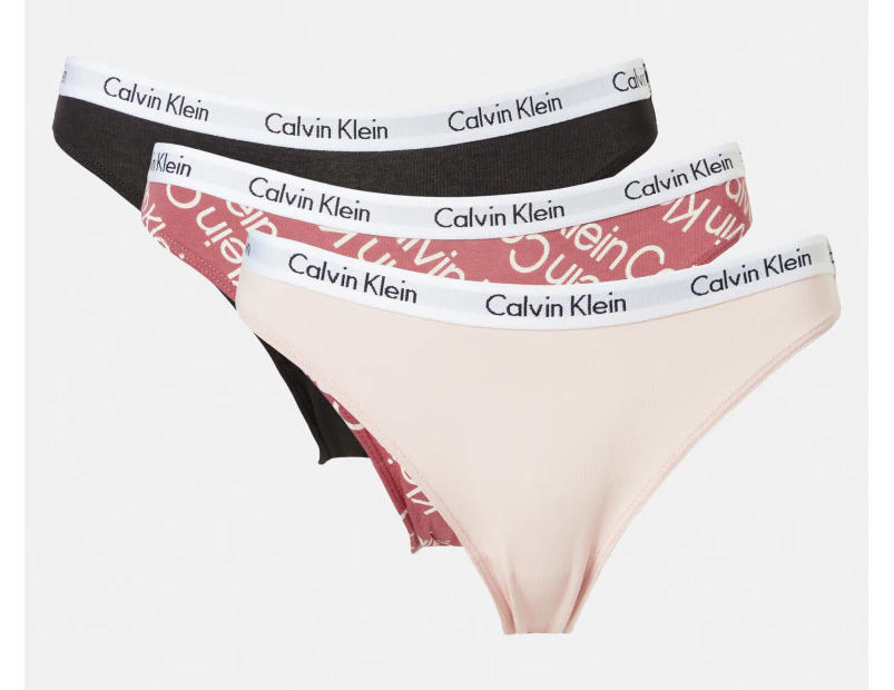 Calvin Klein Women's Carousel Bikini Briefs 3-Pack - Black/Nymphs Thigh/Mauve