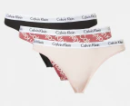 Calvin Klein Women's Carousel Thongs 3-Pack - Black/Nymphs Thigh/Mauve