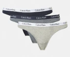 Calvin Klein Women's Carousel Thongs 3-Pack - Shoreline/Grey Heather/Black