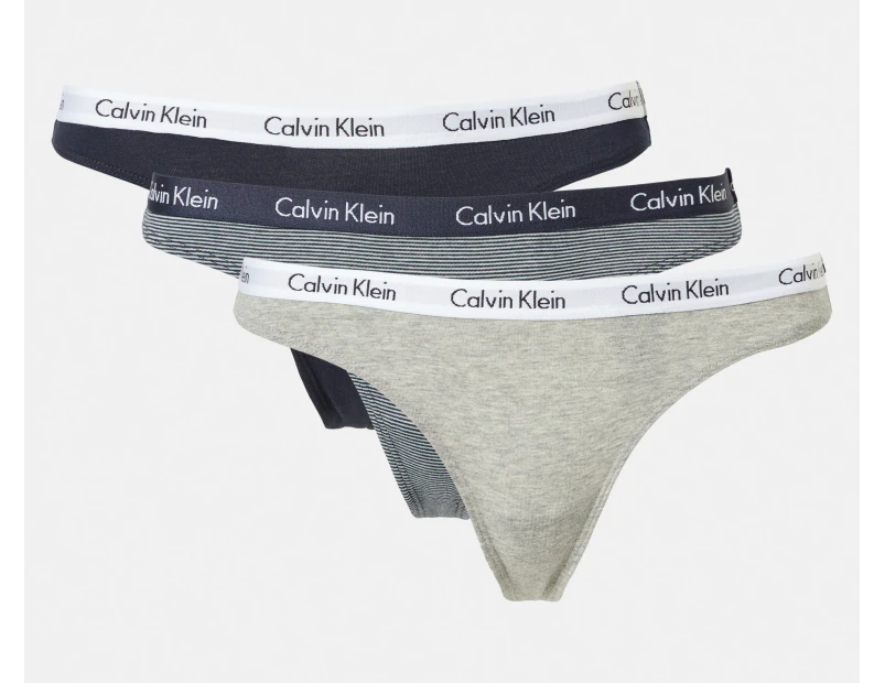 Calvin Klein Women's Carousel Thongs 3-Pack - Shoreline/Grey Heather/Black