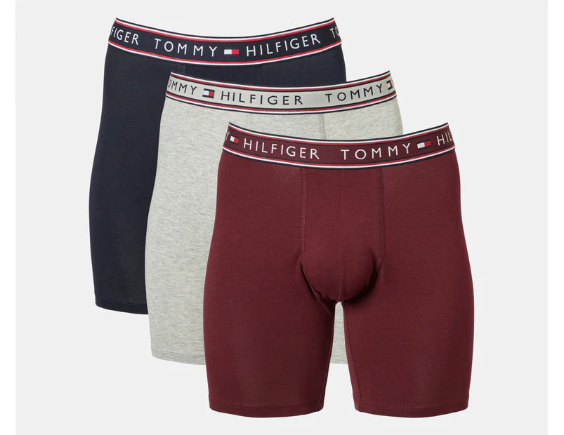 Tommy Hilfiger Men's Cotton Stretch Boxer Briefs 3-Pack - Black/Grey/Burgundy