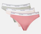 Calvin Klein Women's Balance Thongs 3-Pack - Nymph Thigh/Pink Blossom/Grey Heather