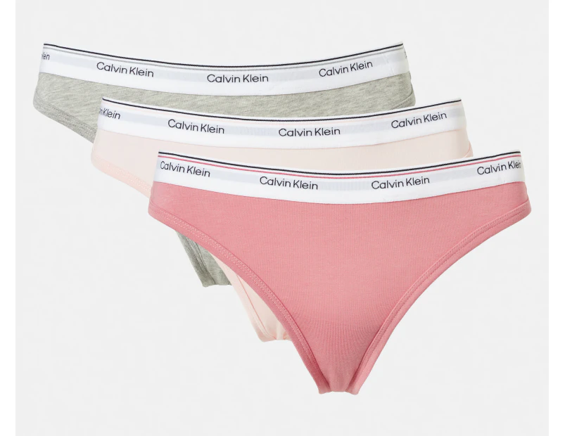 Calvin Klein Women's Balance Thongs 3-Pack - Nymph Thigh/Pink Blossom/Grey Heather