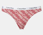 Calvin Klein Women's Carousel Thongs 3-Pack - Black/Nymphs Thigh/Mauve