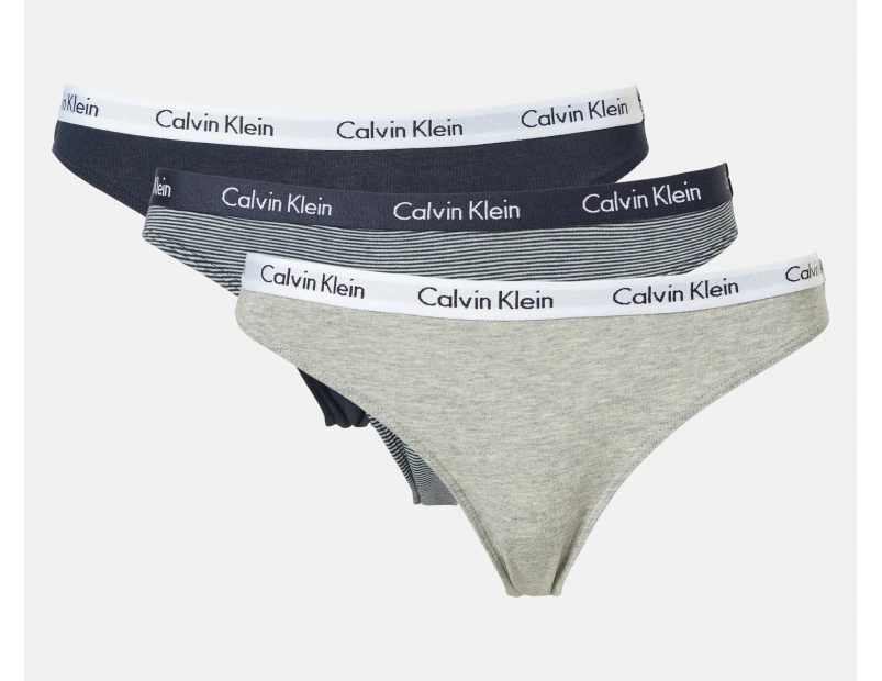 Calvin Klein Women's Carousel Bikini Briefs 3-Pack - Shoreline/Grey Heather/Black