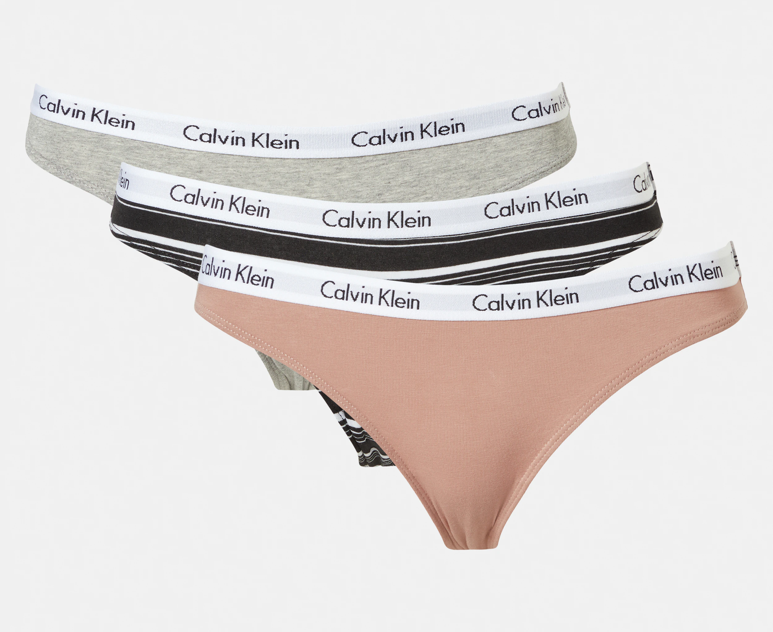 Calvin Klein Women's Carousel Bikini Briefs 3-Pack - Cedar/Grey Heather/Stripe