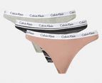 Calvin Klein Women's Carousel Thongs 3-Pack - Cedar/Grey Heather/Stripe