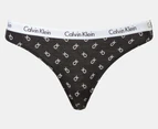 Calvin Klein Women's Carousel Thongs 5-Pack - Black/Charcoal/Nymph's Thigh/Cedar/Script Black