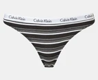 Calvin Klein Women's Carousel Thongs 3-Pack - Cedar/Grey Heather/Stripe