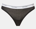 Calvin Klein Women's Balance Thongs 3-Pack - Black/Grey Heather/Grisaille