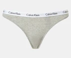 Calvin Klein Women's Carousel Thongs 3-Pack - Cedar/Grey Heather/Stripe