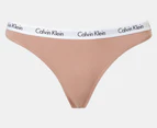 Calvin Klein Women's Carousel Thongs 3-Pack - Cedar/Grey Heather/Stripe