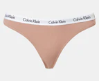 Calvin Klein Women's Carousel Thongs 5-Pack - Black/Charcoal/Nymph's Thigh/Cedar/Script Black